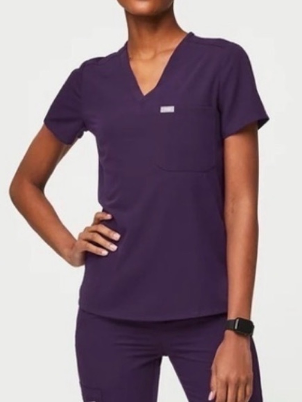 Figs caterina one pocket scrub top - purple jam